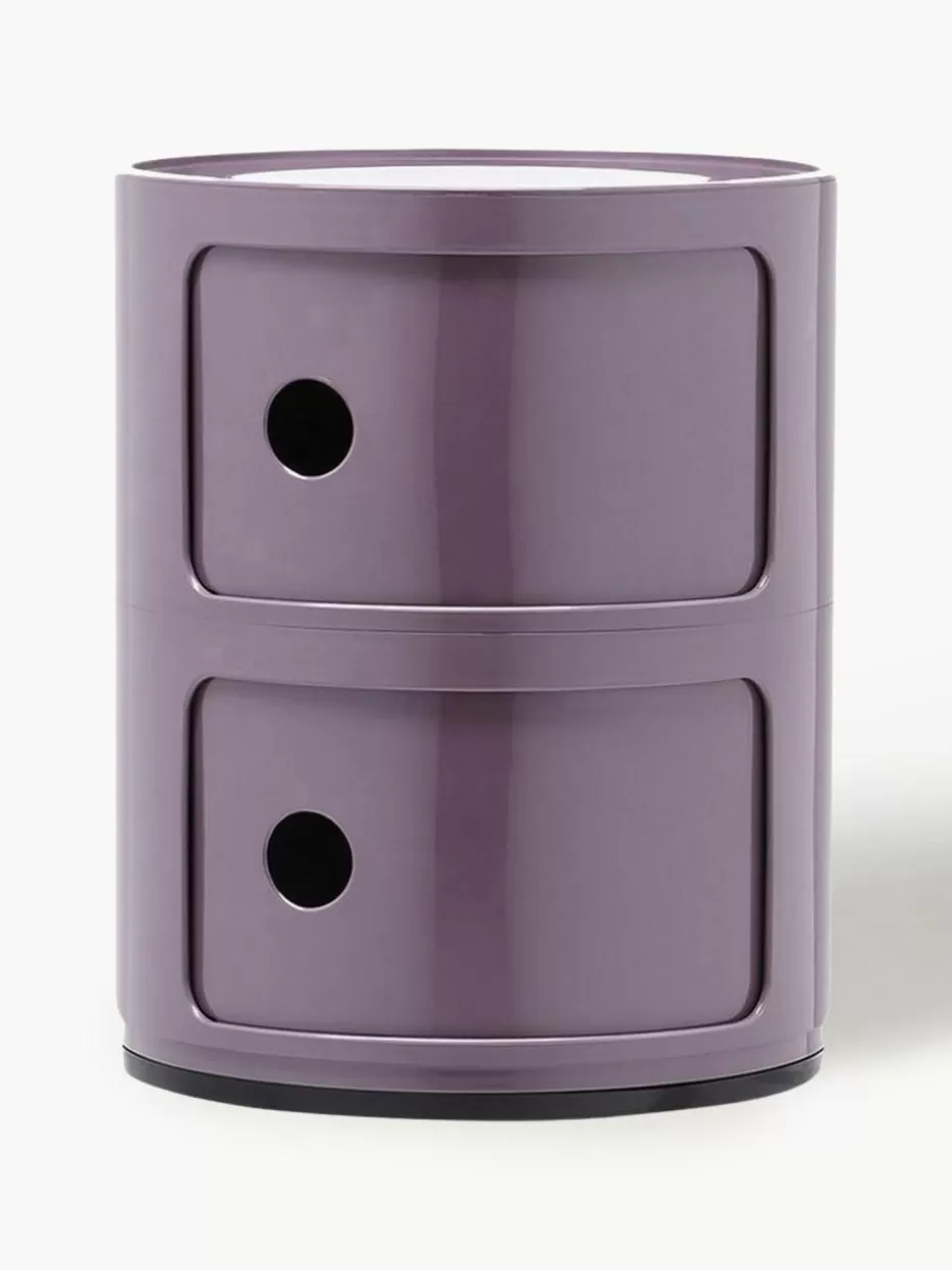 Schreibtisch Container | Nachttische-Kartell Design Container Componibili, 2 Elemente Lila, glänzend