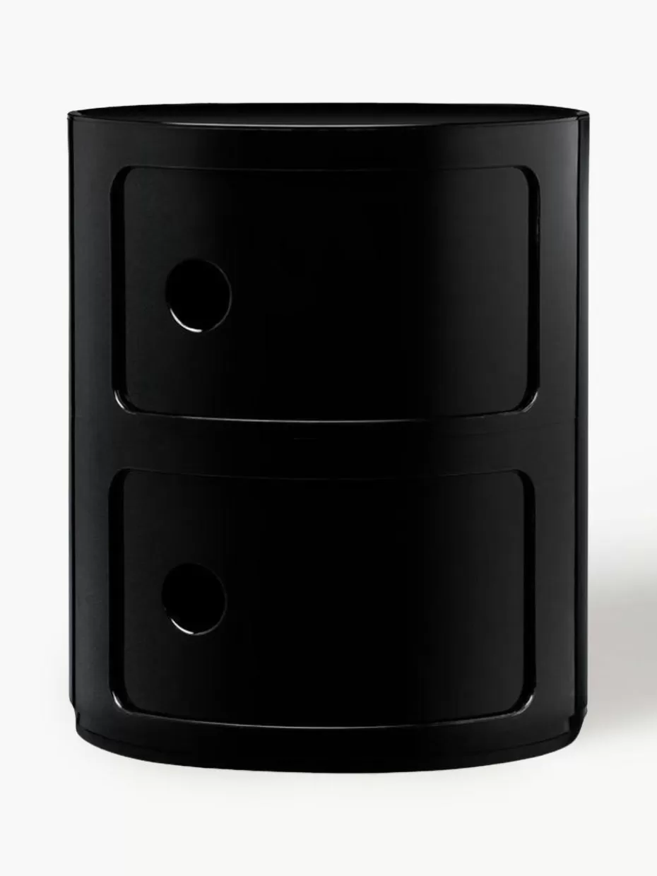 Schreibtisch Container | Nachttische-Kartell Design Container Componibili, 2 Elemente Schwarz, glänzend