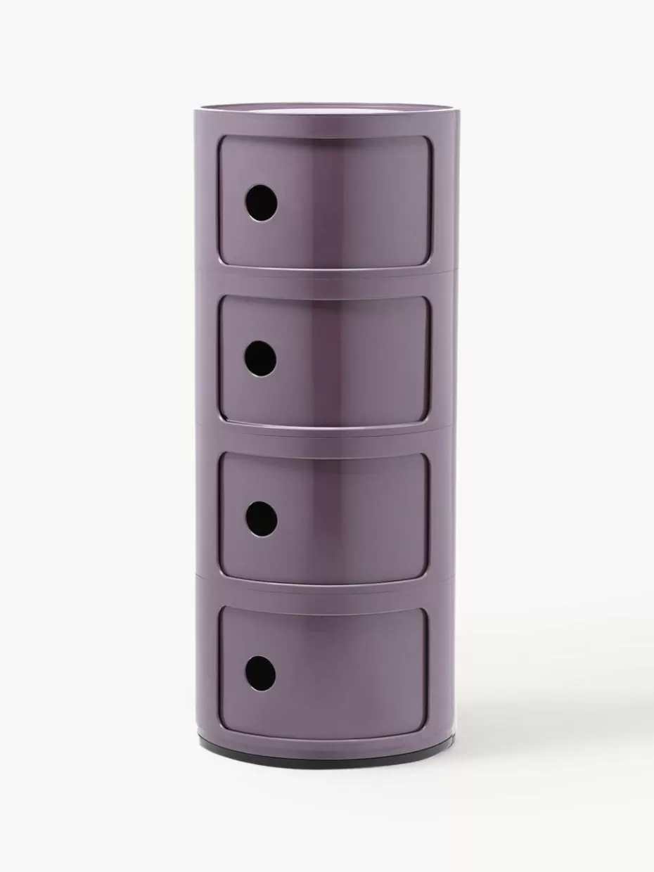 Schreibtisch Container | Beistelltische-Kartell Design Container Componibili, 4 Elemente Lila, glänzend