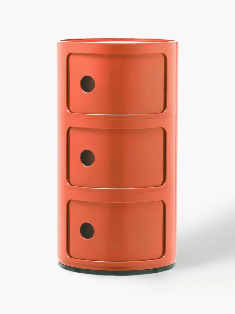 Beistelltische-Kartell Design Container Componibili, 3 Elemente Orange, glänzend