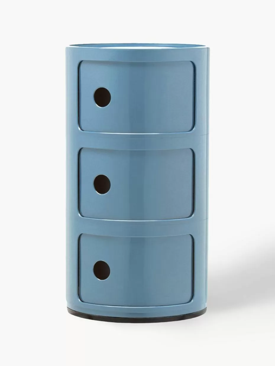 Beistelltische-Kartell Design Container Componibili, 3 Elemente Hellblau, glänzend