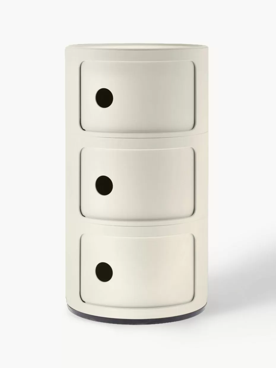 Nachttische | Schreibtisch Container-Kartell Design Container Componibili, 3 Elemente Off White, matt