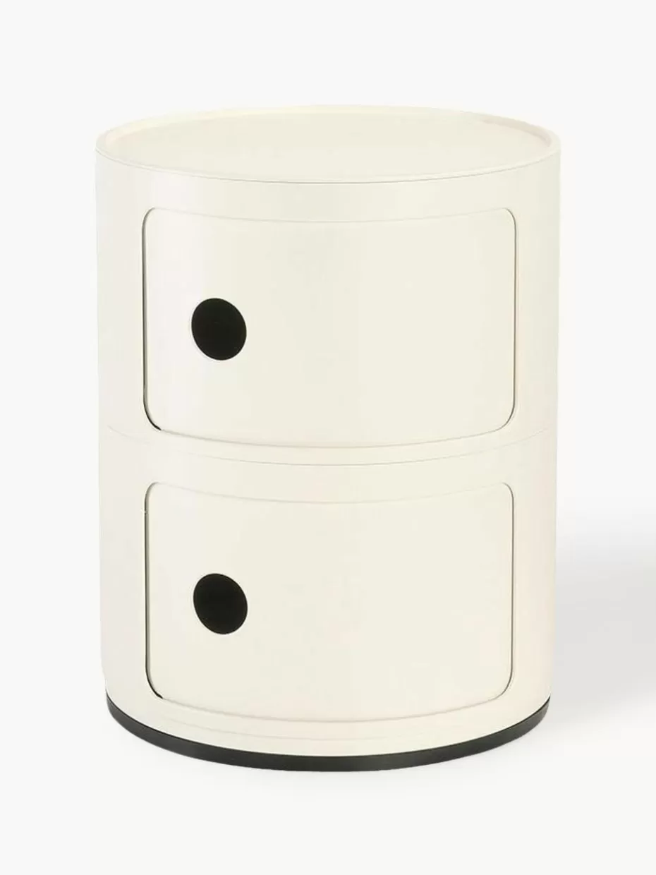 Schreibtisch Container | Beistelltische-Kartell Design Container Componibili, 2 Elemente Off White, glänzend