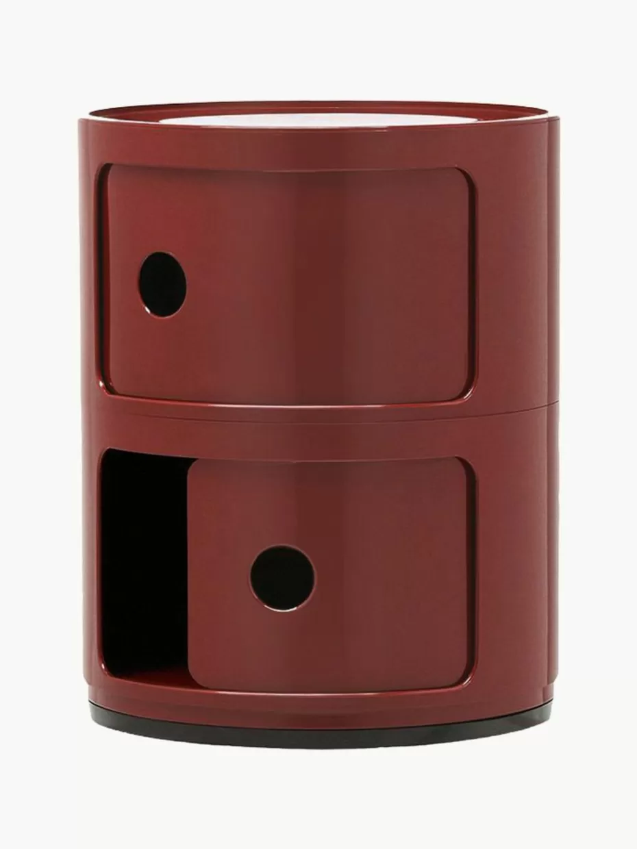 Beistelltische-Kartell Design Container Componibili, 2 Elemente Weinrot, glänzend