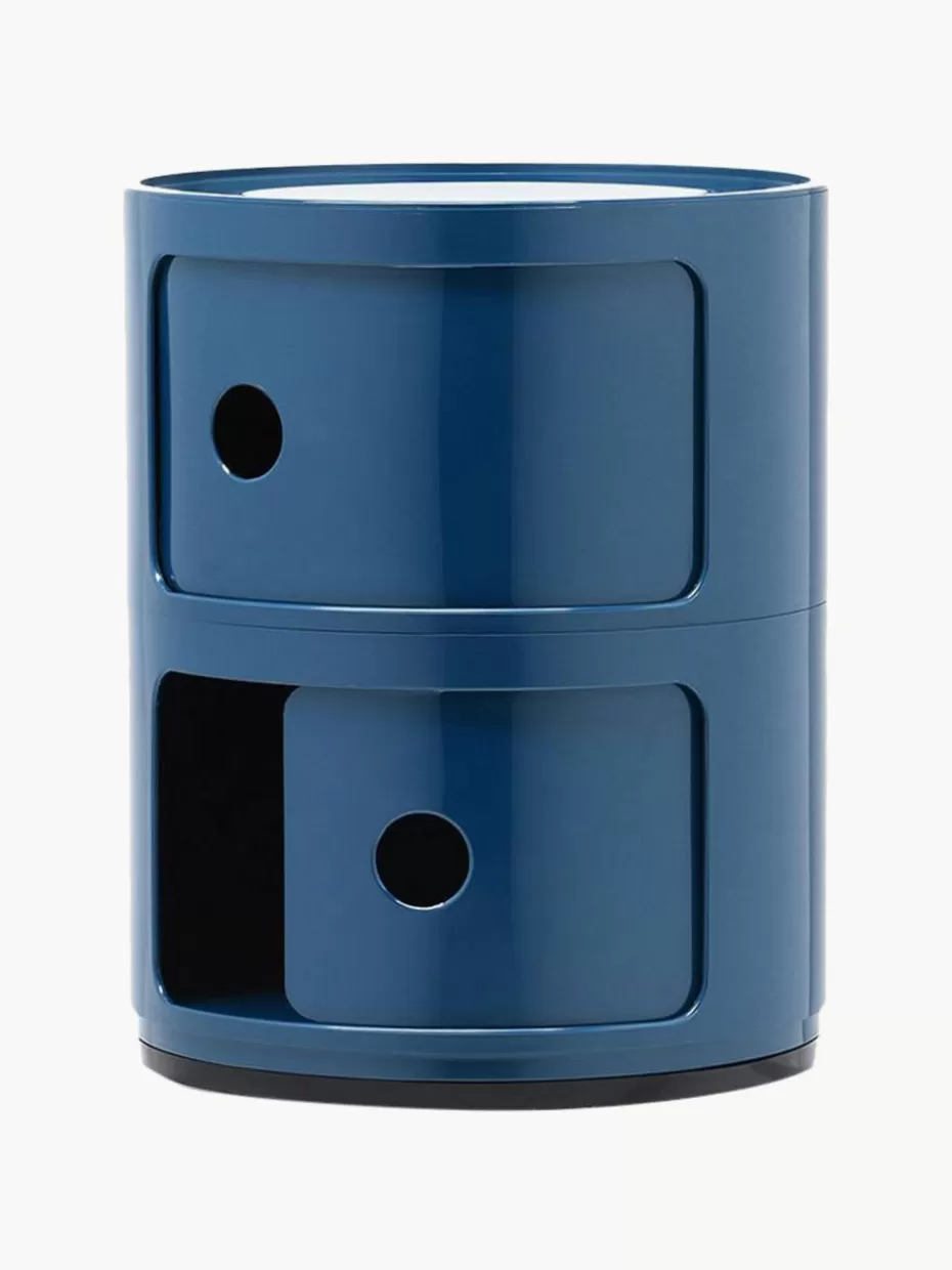 Schreibtisch Container | Nachttische-Kartell Design Container Componibili, 2 Elemente Graublau, glänzend
