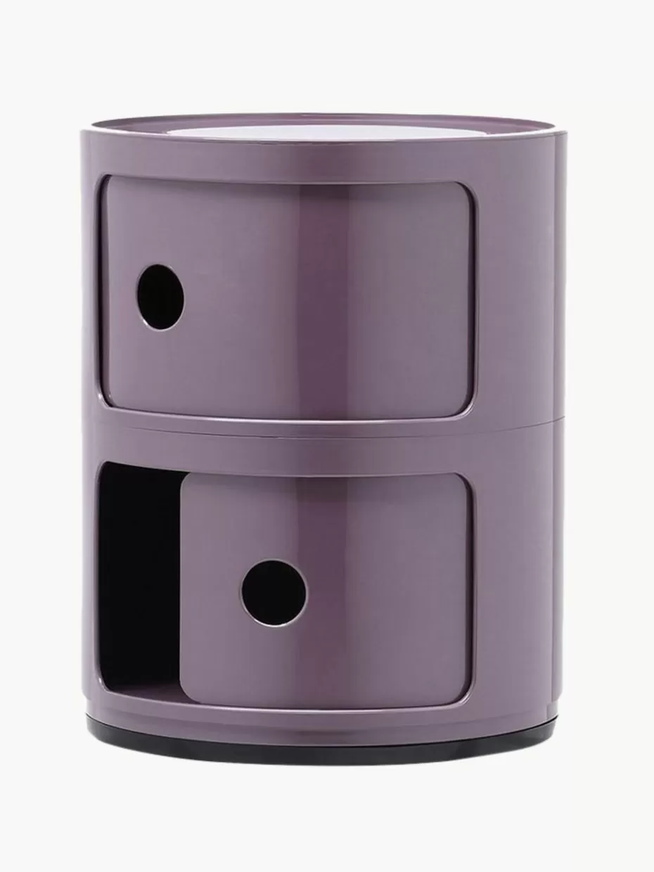 Schreibtisch Container | Nachttische-Kartell Design Container Componibili, 2 Elemente Lila, glänzend