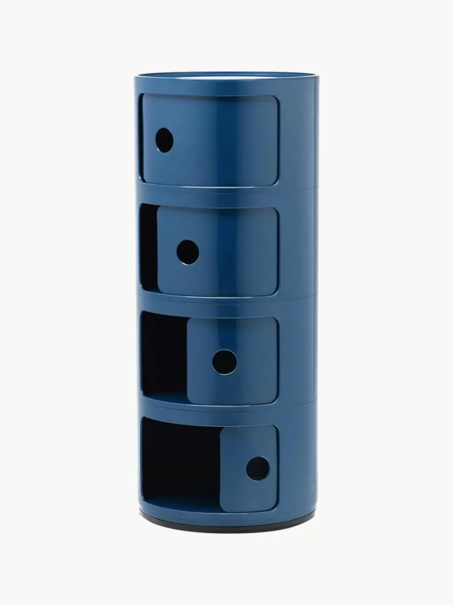 Schreibtisch Container | Beistelltische-Kartell Design Container Componibili, 4 Elemente Graublau, glänzend