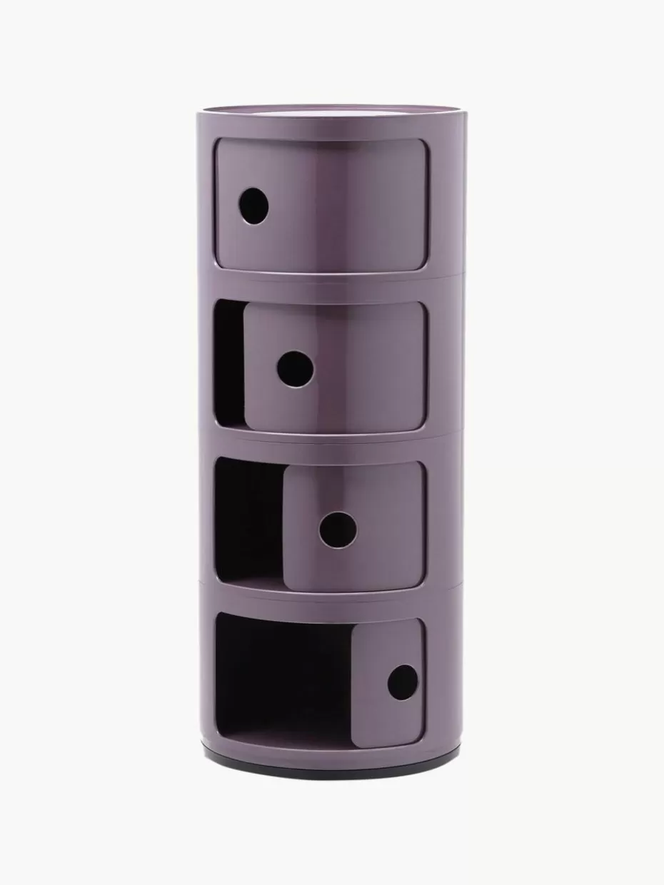 Schreibtisch Container | Beistelltische-Kartell Design Container Componibili, 4 Elemente Lila, glänzend