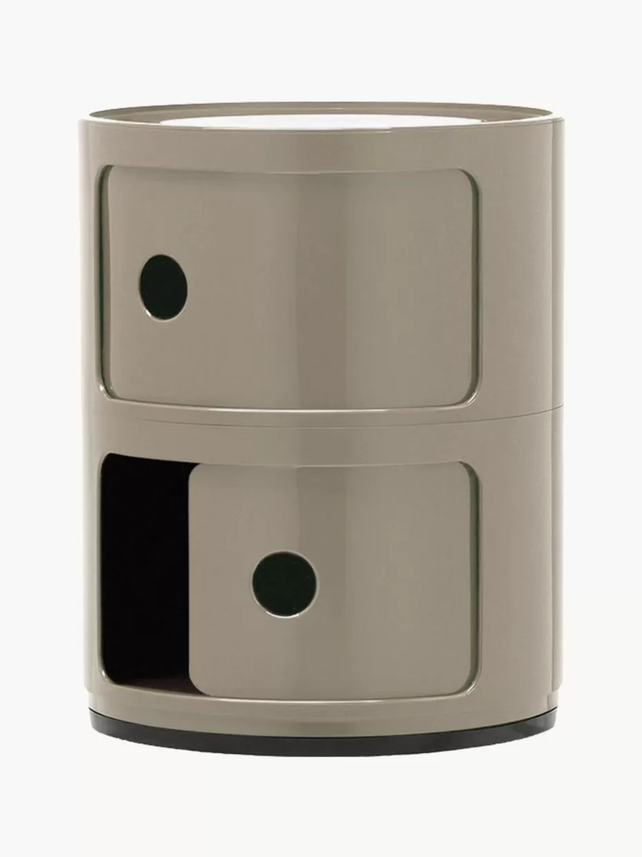 Beistelltische-Kartell Design Container Componibili, 2 Elemente Greige, glänzend