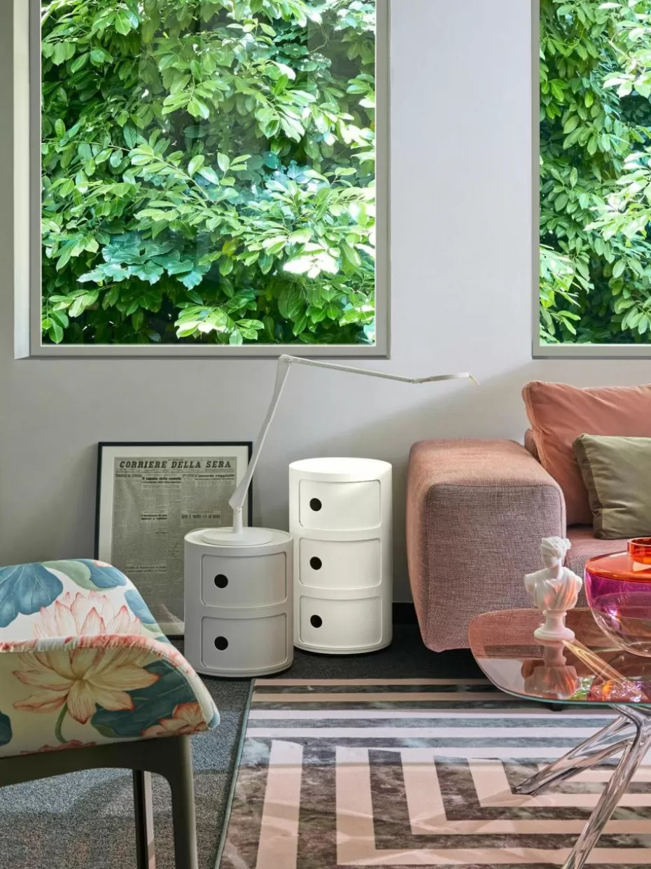 Nachttische | Schreibtisch Container-Kartell Design Container Componibili, 3 Elemente Off White, matt
