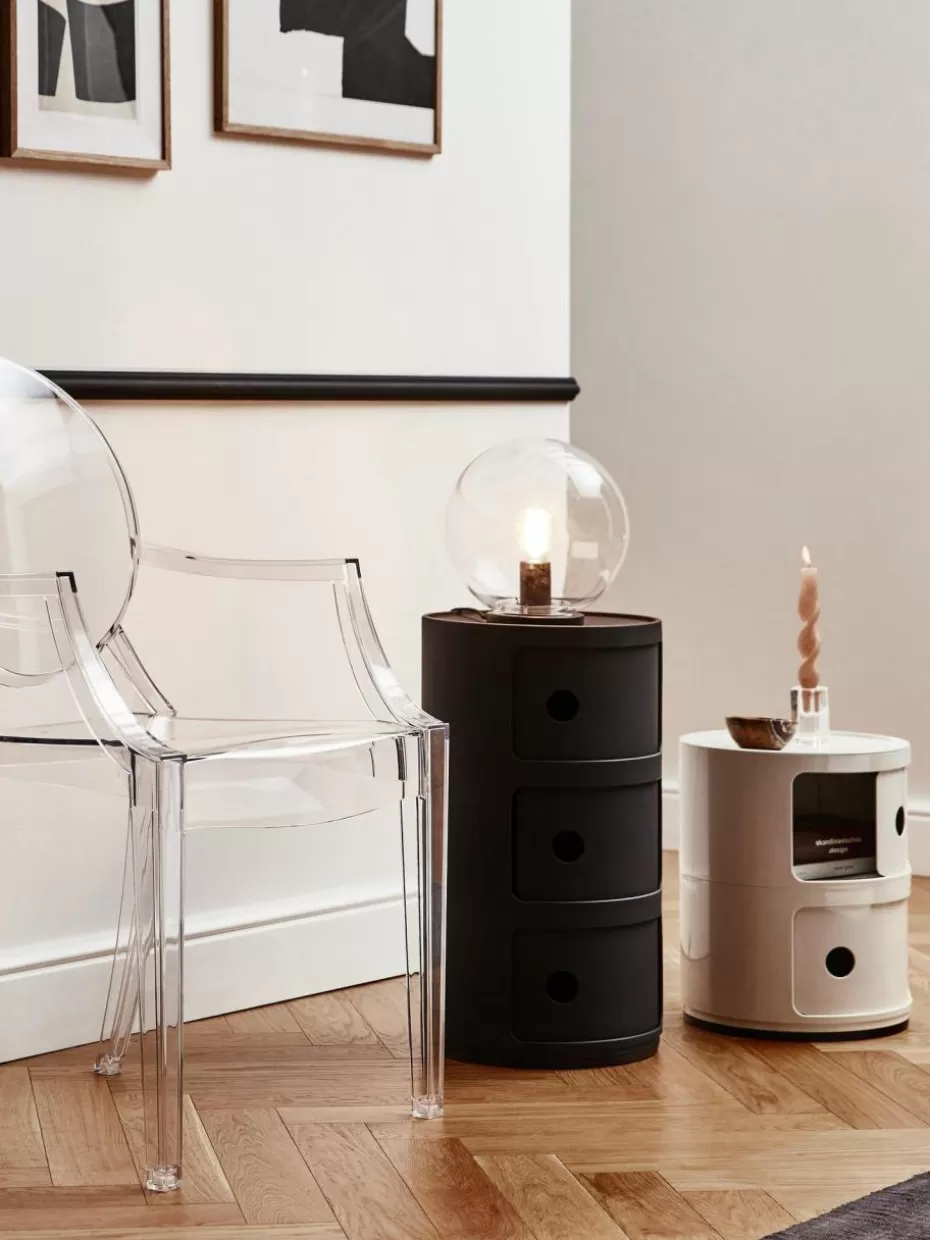 Schreibtisch Container | Beistelltische-Kartell Design Container Componibili, 2 Elemente Off White, glänzend