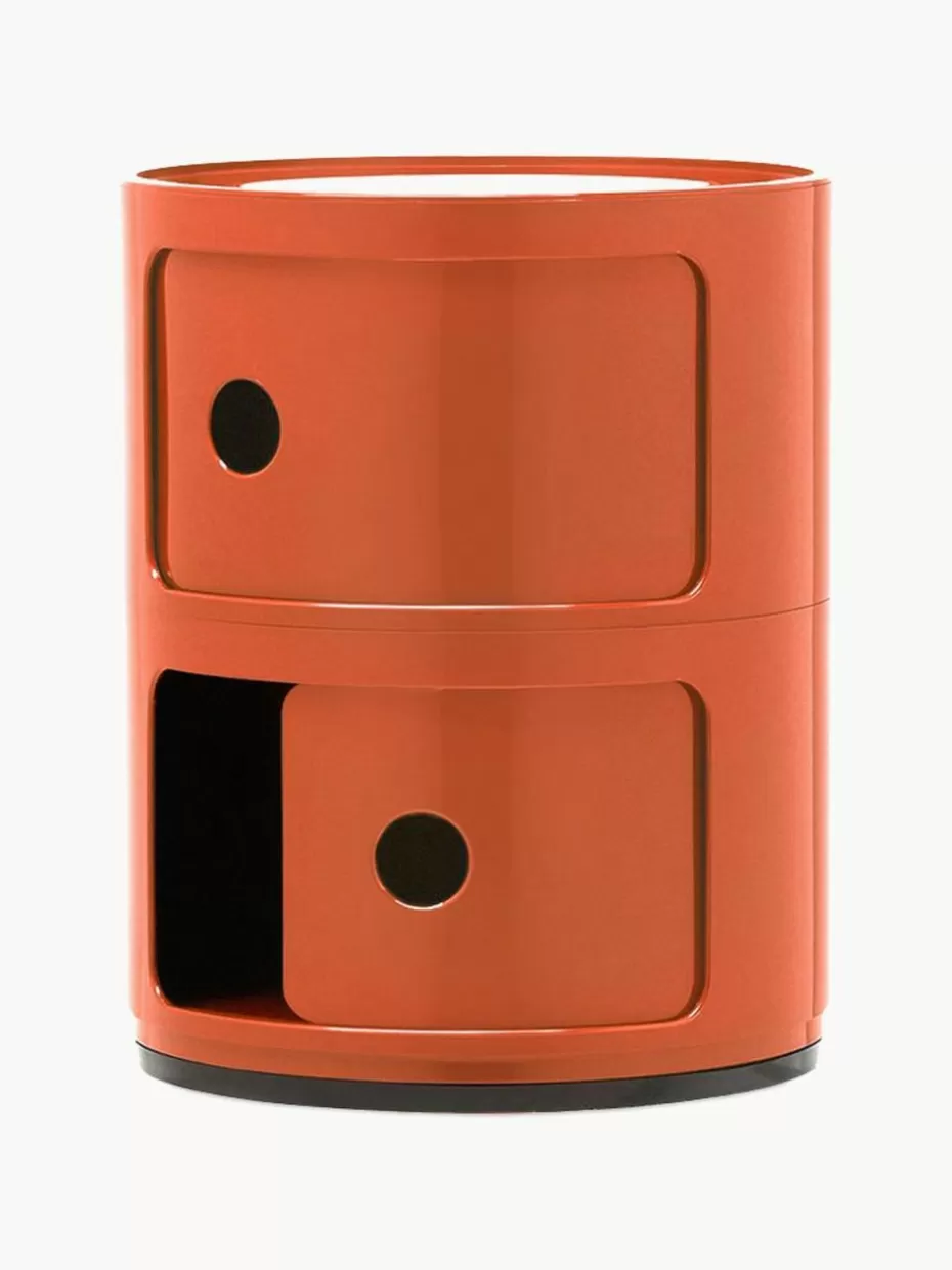 Beistelltische-Kartell Design Container Componibili, 2 Elemente Orange, glänzend