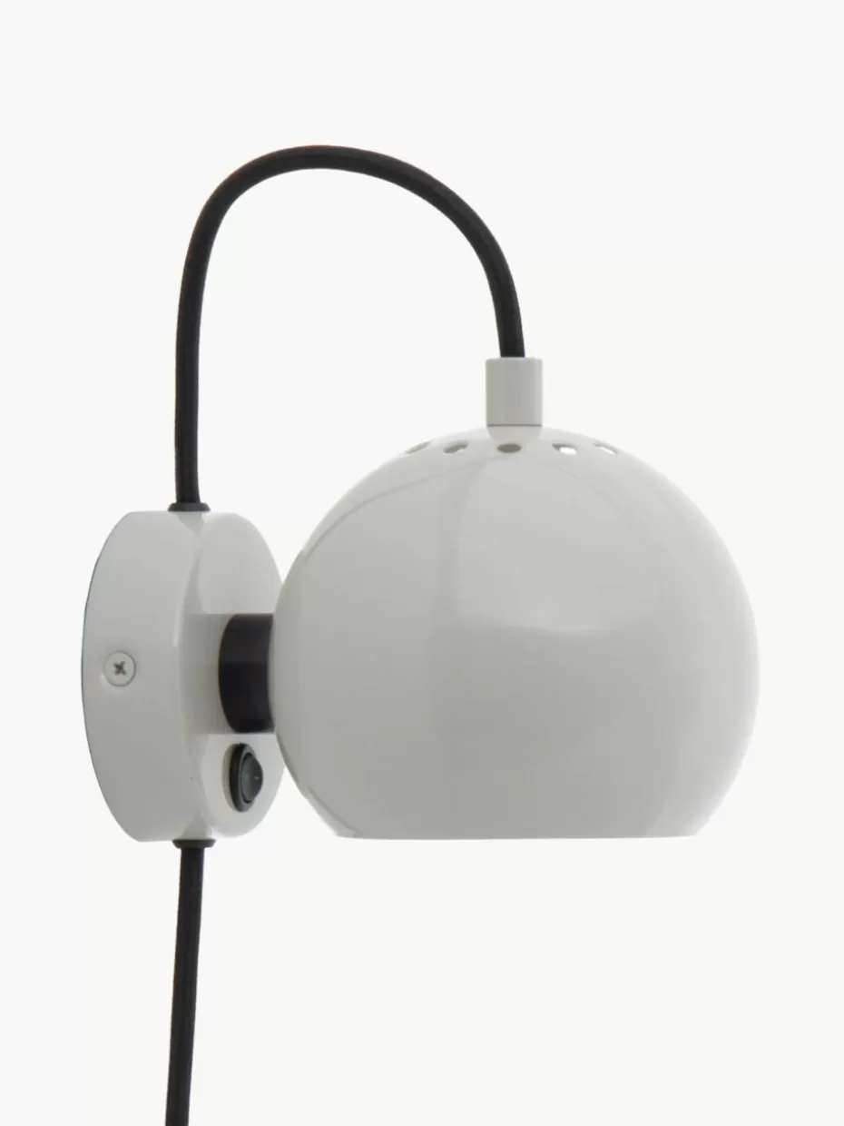 Wandstrahler-Frandsen Design Kugel-Wandleuchte Ball Hellgrau