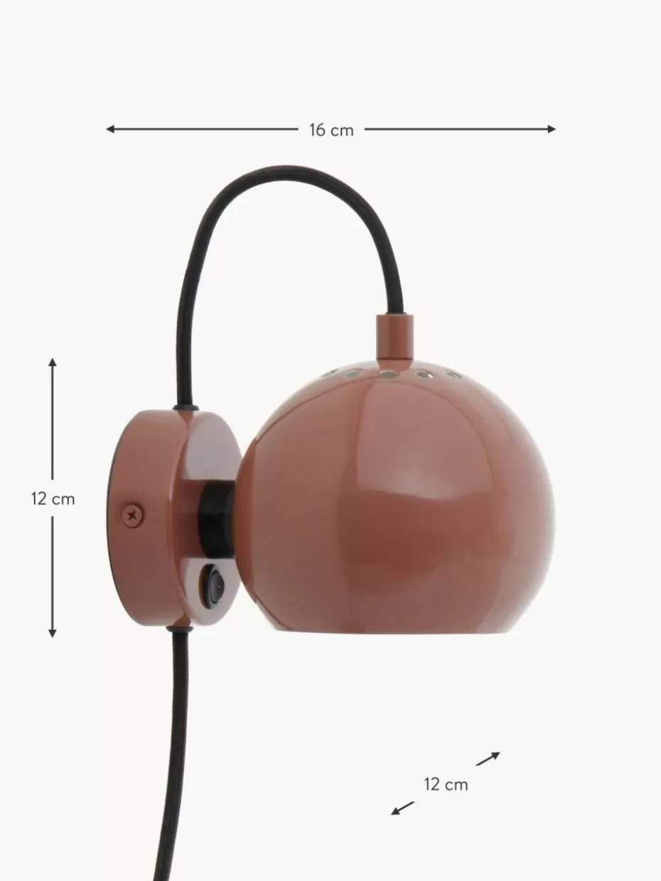 Wandstrahler-Frandsen Design Kugel-Wandleuchte Ball Rostrot