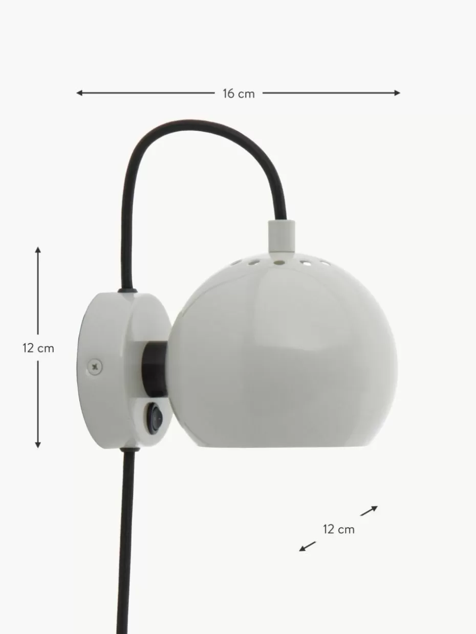 Wandstrahler-Frandsen Design Kugel-Wandleuchte Ball Hellgrau