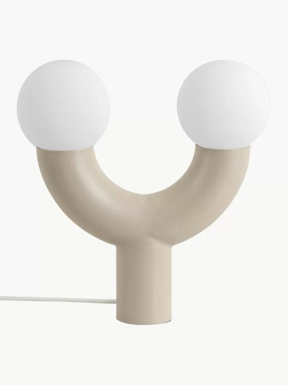 Nachttischlampen-Houseof Design Tischlampe Tube Weiß, Beige