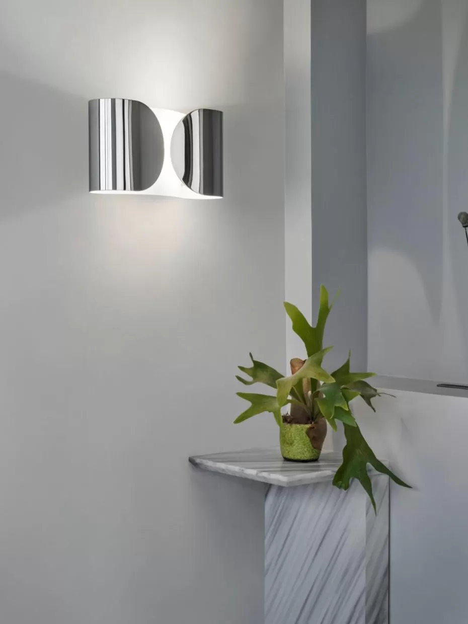 Up- & Downlights-Flos Design Wandleuchte Foglio Silberfarben