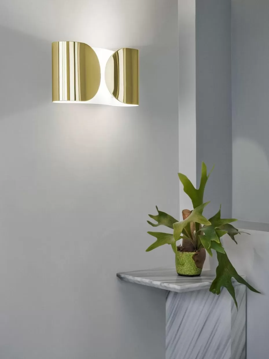 Up- & Downlights-Flos Design Wandleuchte Foglio Goldfarben