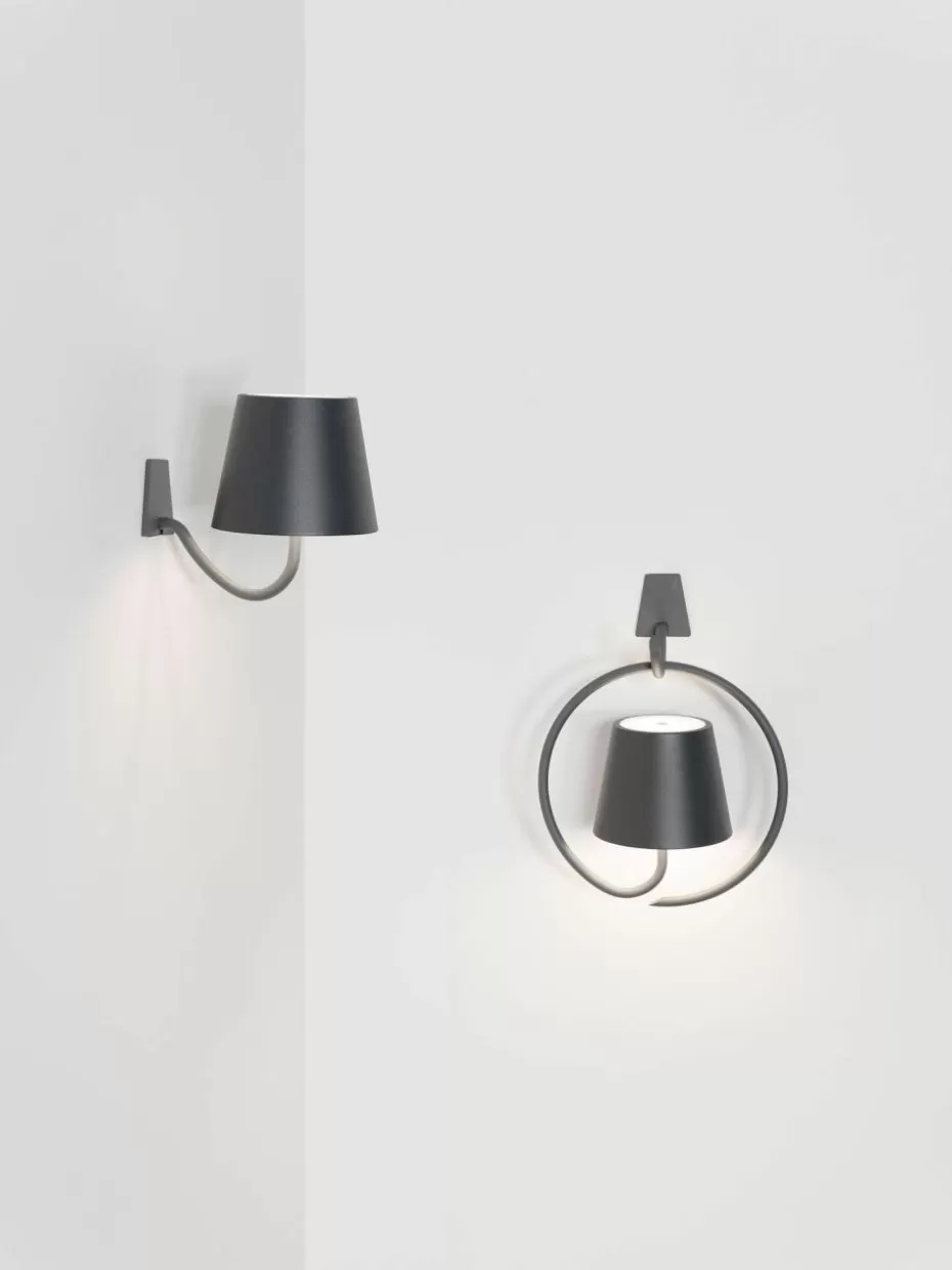 Led-Wandleuchten-Zafferano Dimmbare LED-Wandleuchte Poldina Anthrazit, matt