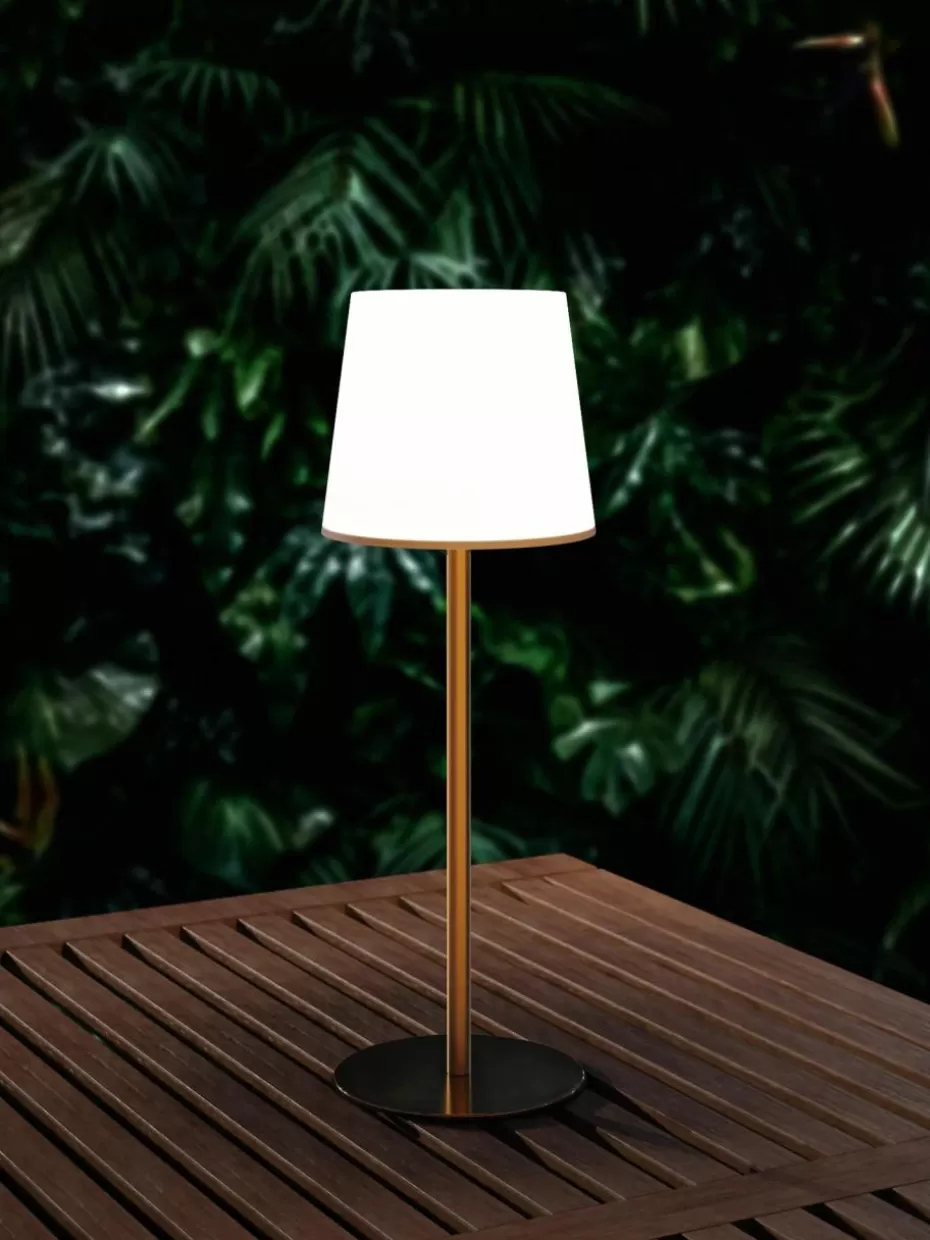 Outdoor Tischlampen | Led-Tischleuchten-Westwing Collection Dimmbare Tischlampe Fausta mit USB-Anschluss Goldfarben, Weiß