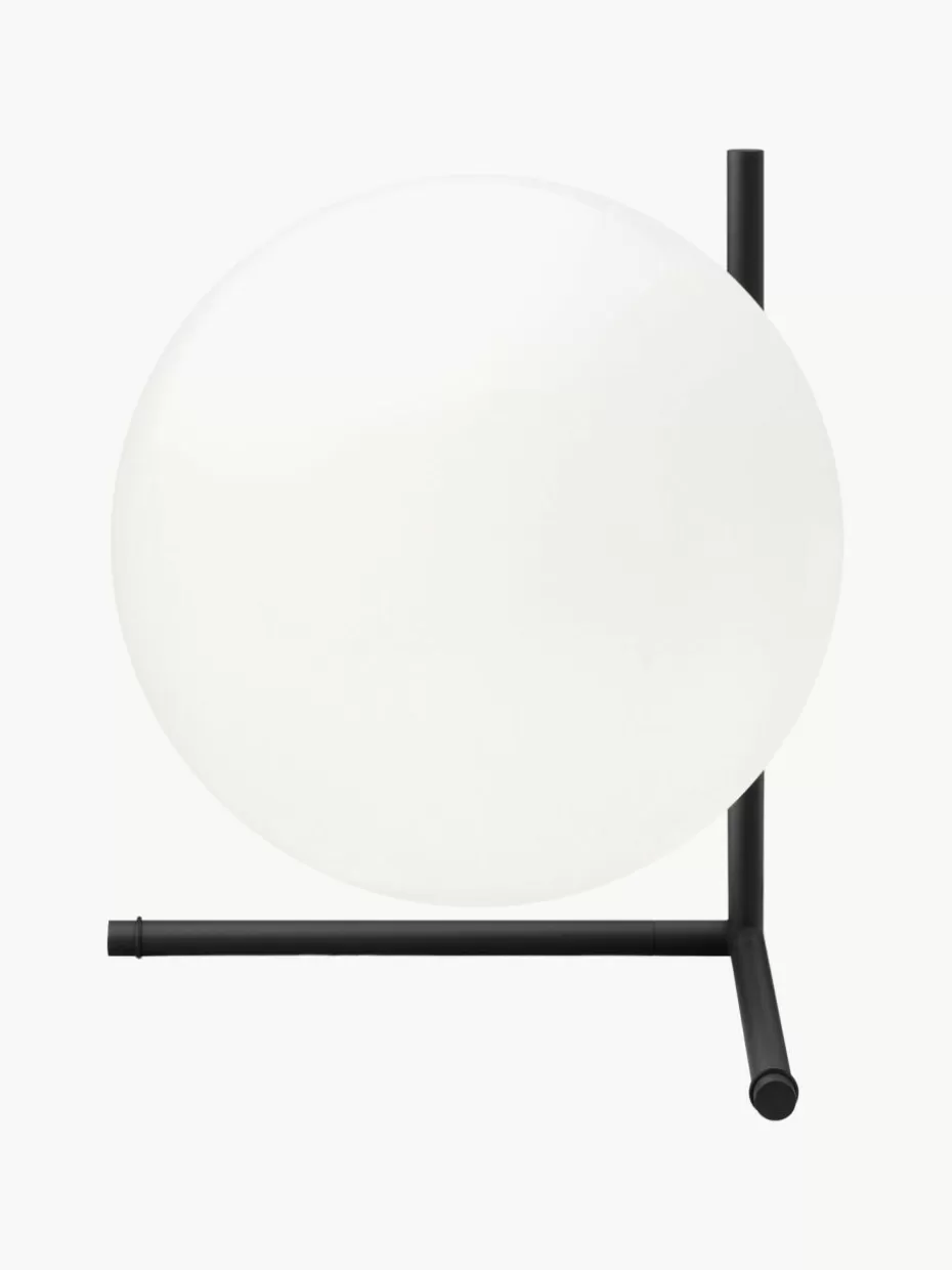 Nachttischlampen-Flos Dimmbare Tischlampe IC Lights, mundgeblasen Schwarz matt, Weiß