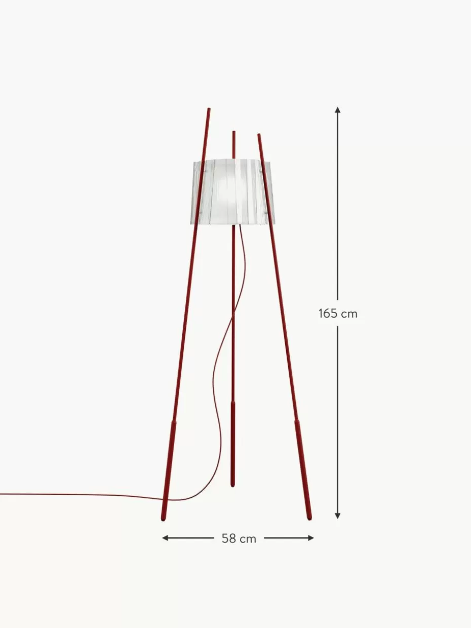 Tripod Stehlampen-kdln Dimmbare Tripod Stehlampe Tyla, mundgeblasen Rot