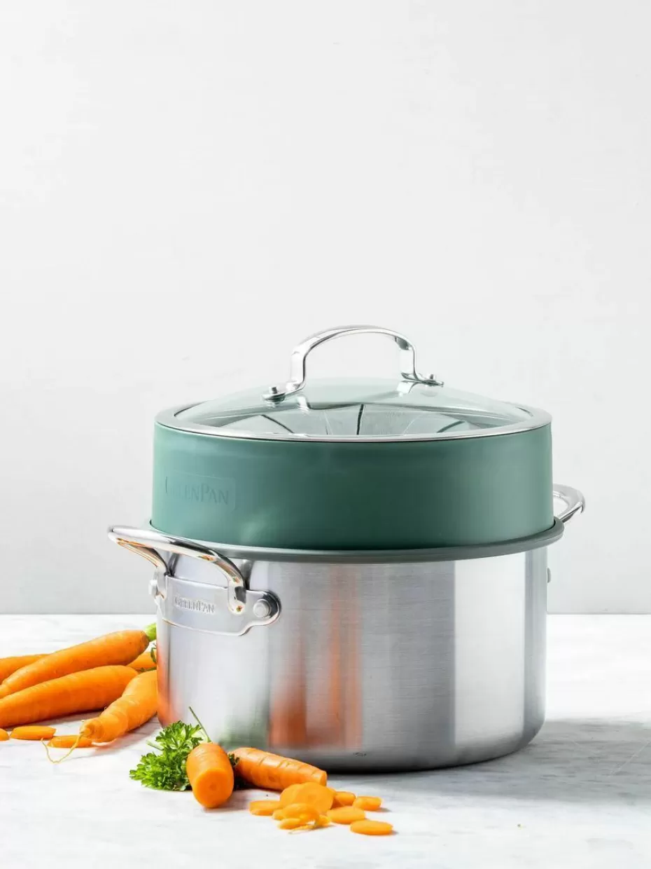 Küchenhelfer-GreenPan Dämpfeinsatz Steamy Dunkelgrün