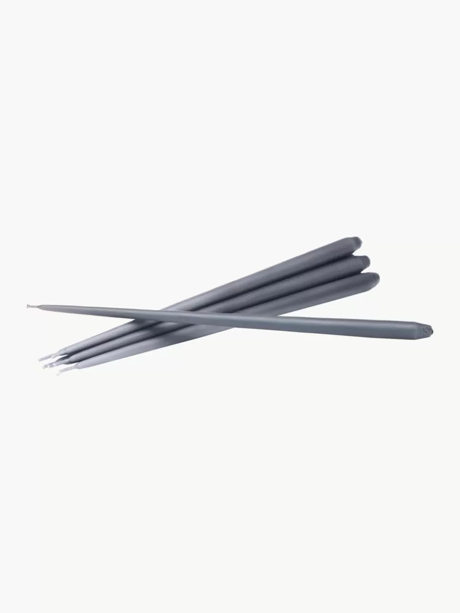 Kerzen-Stoff Nagel Dünne Stabkerzen , 6 Stück Graublau