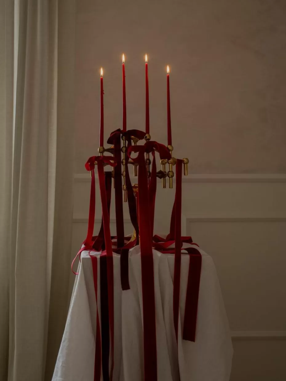 Festliche Eleganz | Weihnachtskerzen & Kerzenhalter-Stoff Nagel Dünne Stabkerzen , 6 Stück Pink