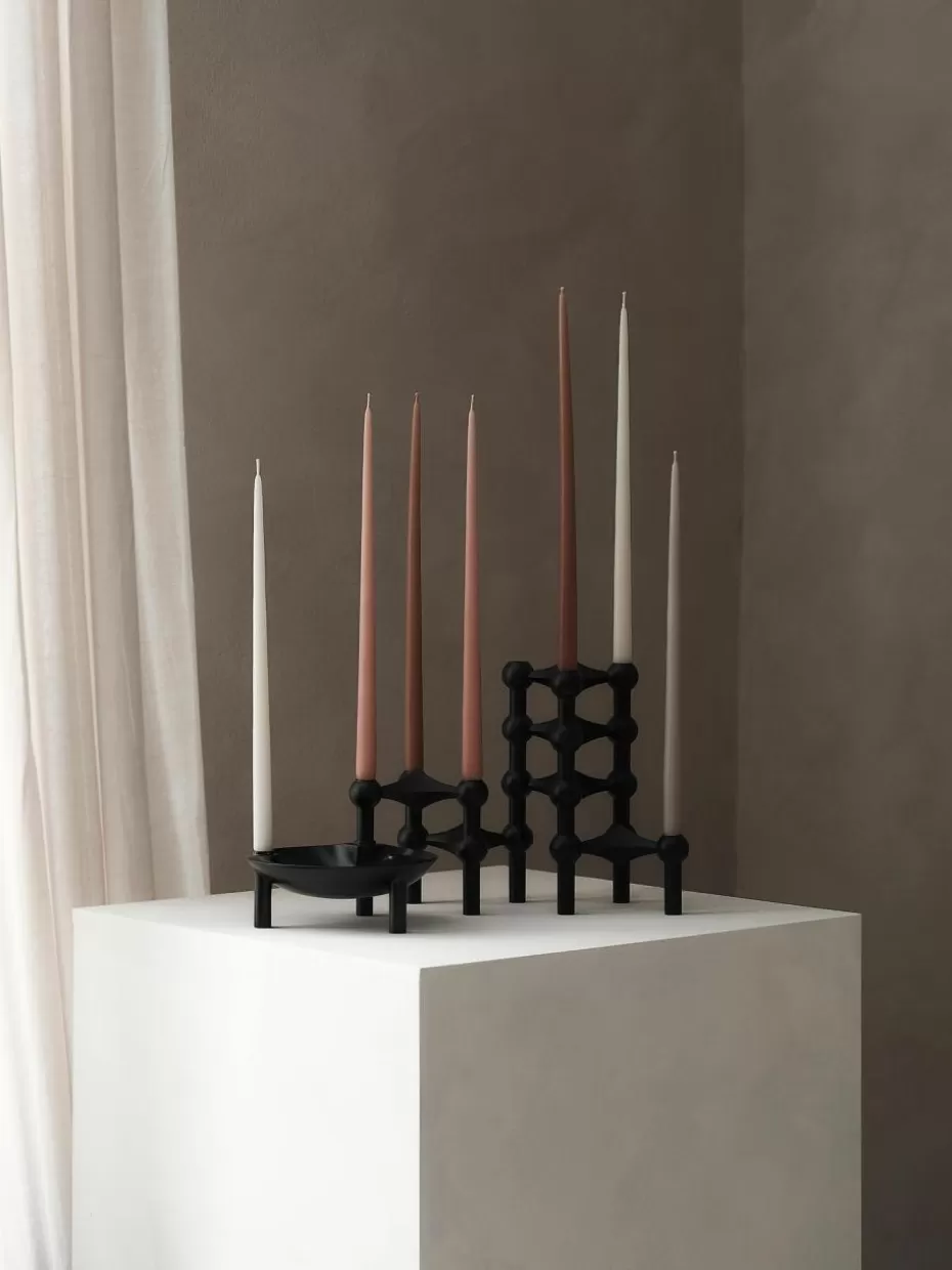 Weihnachtskerzen & Kerzenhalter | Festliche Eleganz-Stoff Nagel Dünne Stabkerzen , 6 Stück Off White