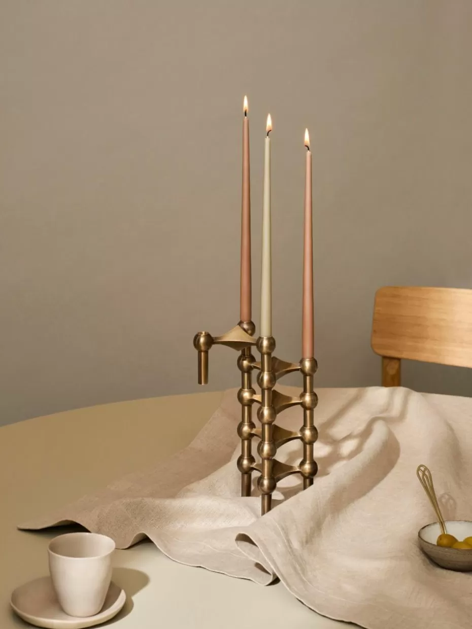Weihnachtskerzen & Kerzenhalter | Festliche Eleganz-Stoff Nagel Dünne Stabkerzen , 6 Stück Taupe