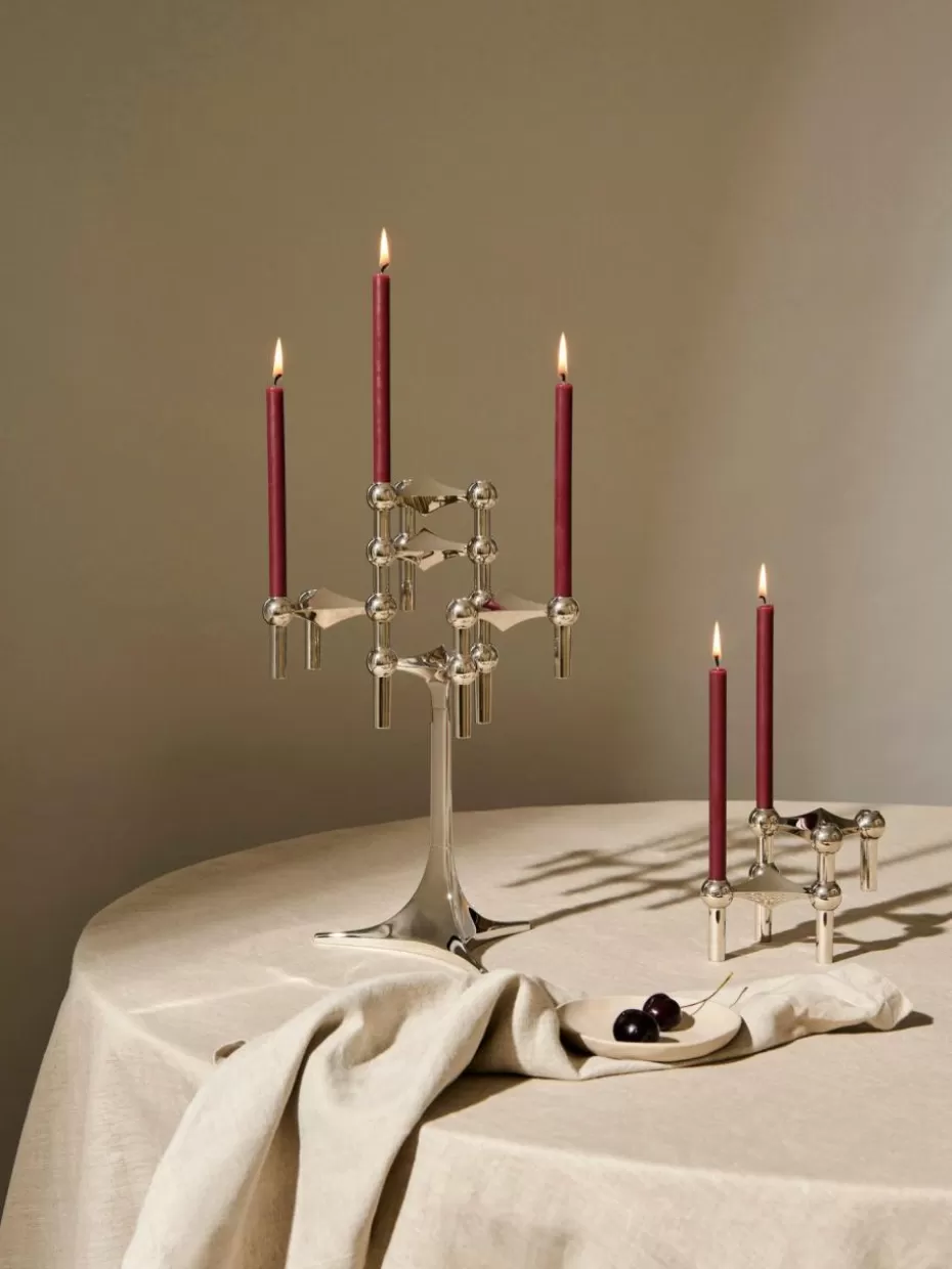 Weihnachtskerzen & Kerzenhalter | Festliche Eleganz-Stoff Nagel Dünne Stabkerzen , 12 Stück Weinrot