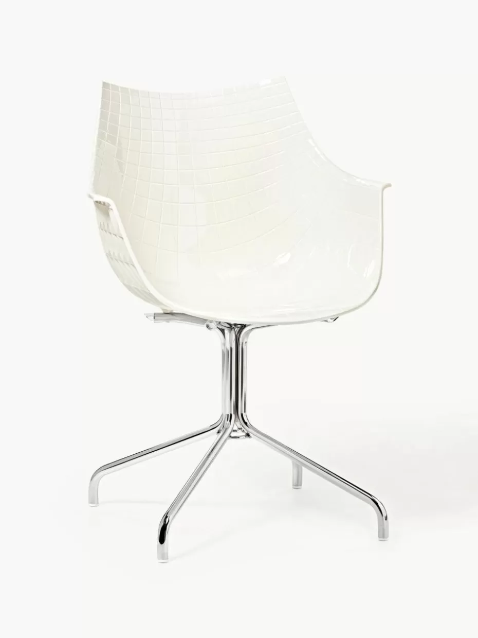 Stühle-Driade Drehbarer Kunststoffstuhl Meridiana Off White, Silberfarben