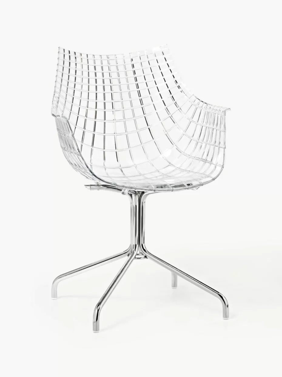 Stühle-Driade Drehbarer Kunststoffstuhl Meridiana Transparent, Silberfarben