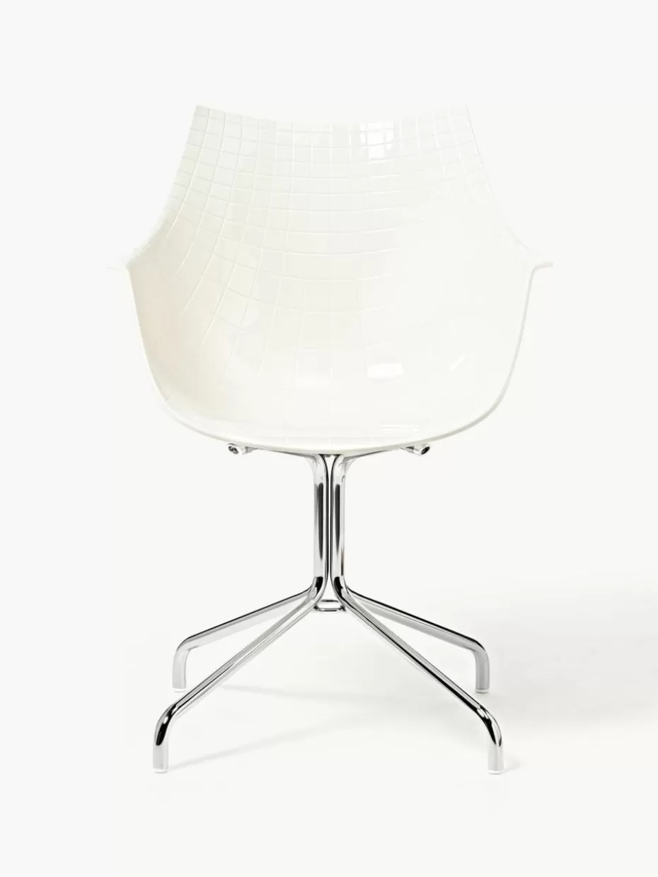 Stühle-Driade Drehbarer Kunststoffstuhl Meridiana Off White, Silberfarben