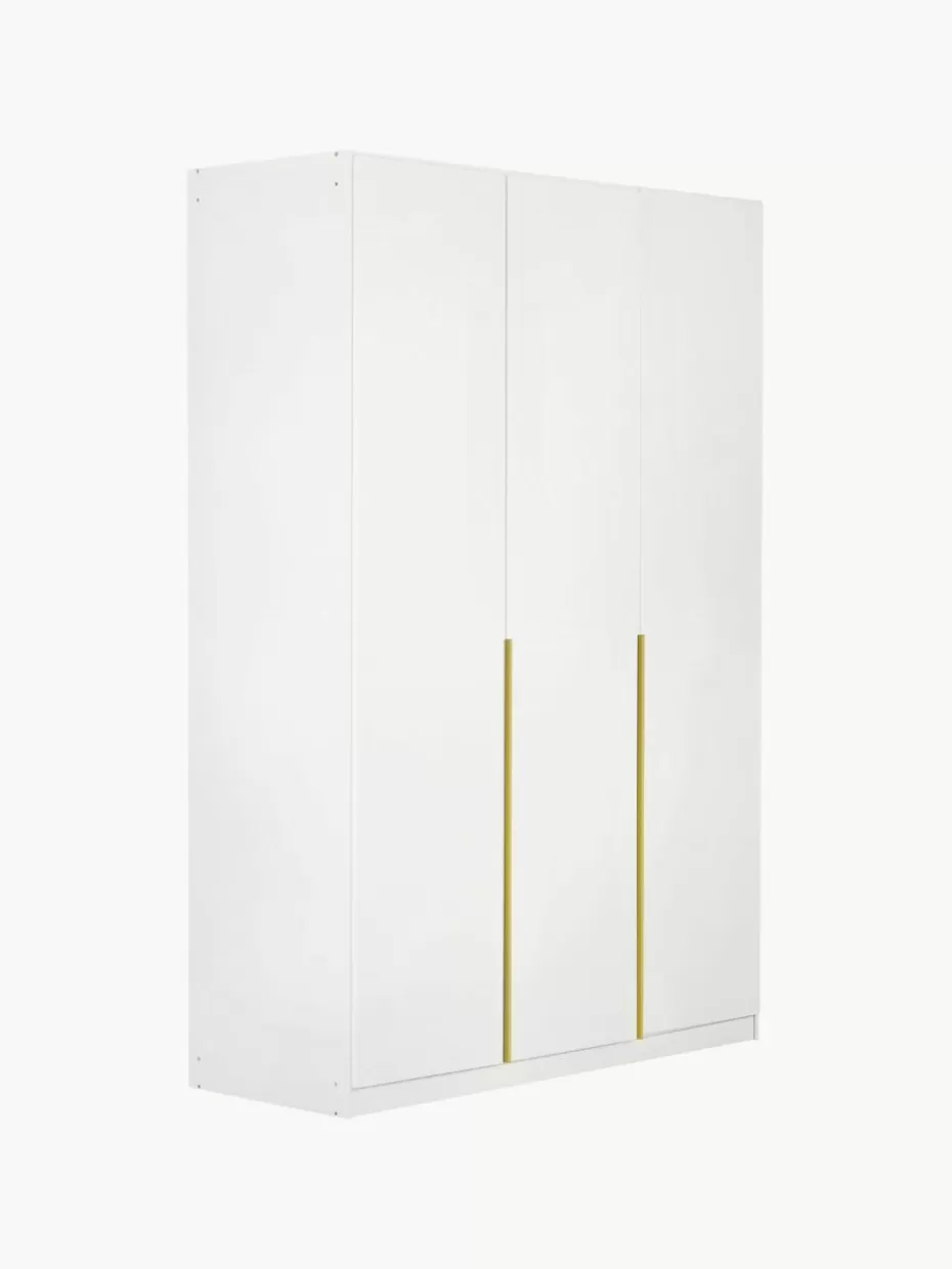 Kleiderschränke-Westwing Drehtürenschrank Mia, 3-türig Weiß, Goldfarben