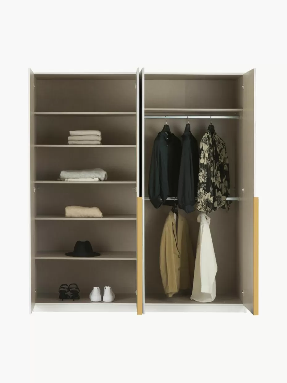 Kleiderschränke-Westwing Drehtürenschrank Mia, 4-türig Weiß, Goldfarben
