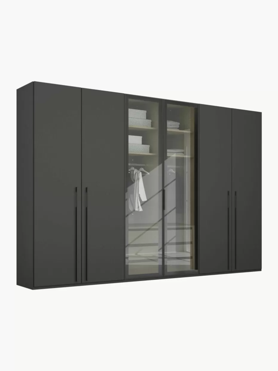 Kleiderschränke-Westwing Drehtürenschrank Skat Shine mit beleuchteten Glastüren Anthrazit