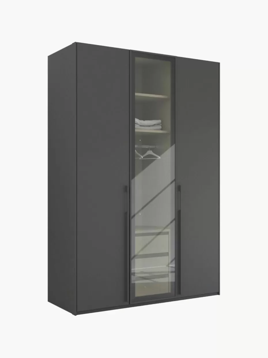Kleiderschränke-Westwing Drehtürenschrank Skat Shine mit beleuchteten Glastüren Anthrazit