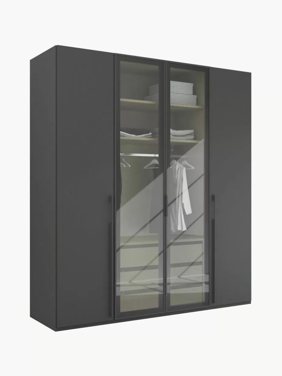 Kleiderschränke-Westwing Drehtürenschrank Skat Shine mit beleuchteten Glastüren Anthrazit
