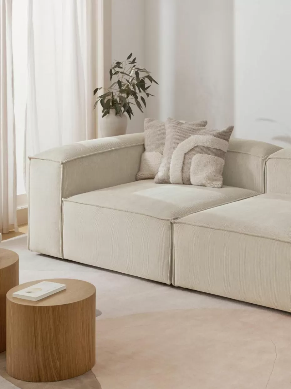 Sofas | Sofaserien-Westwing Collection Eckmodul Lennon aus Cord Cord Hellbeige