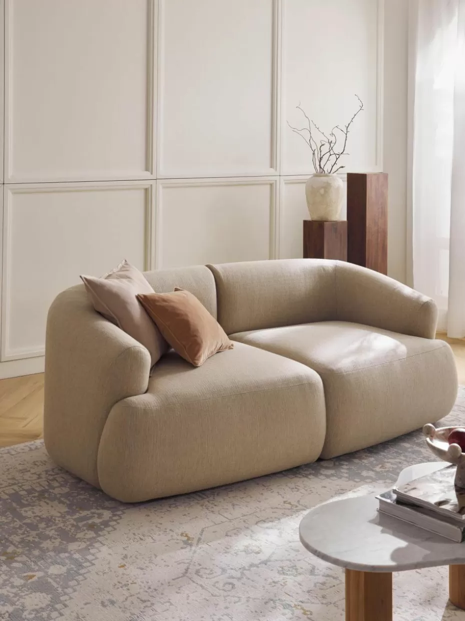 Sofas | Sofaserien-Westwing Collection Eckmodul Sofia Webstoff Hellbeige