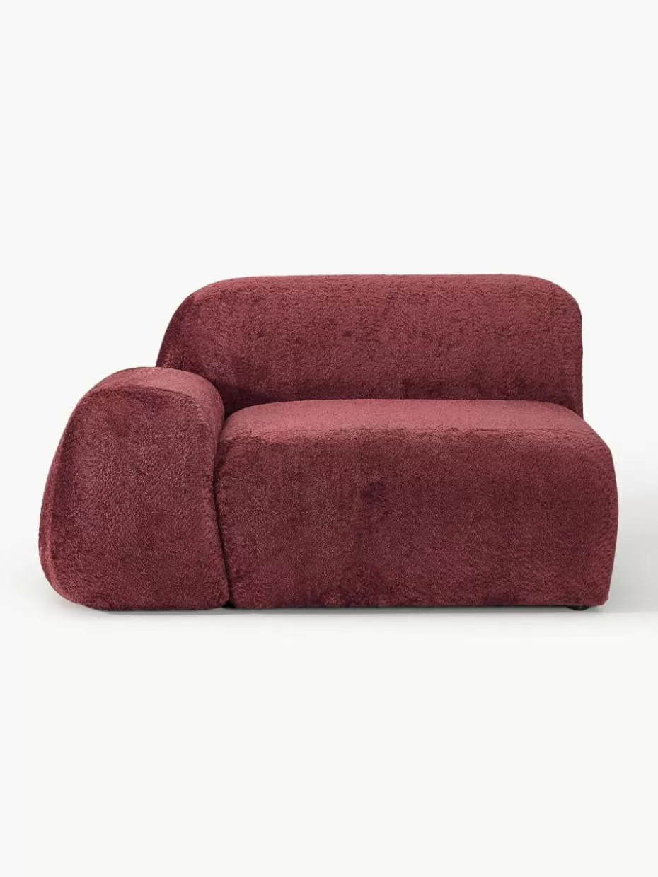 Sofas | Sofaserien-Westwing Collection Eckmodul Wolke aus Teddy-Bouclé Teddy-Bouclé Weinrot