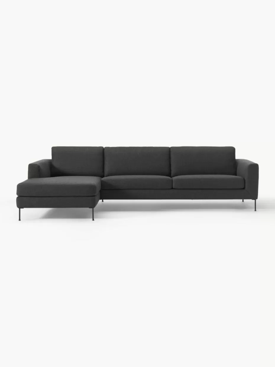 Sofas | Sofaserien-Westwing Collection Ecksofa Cucita (4-Sitzer) Webstoff Anthrazit