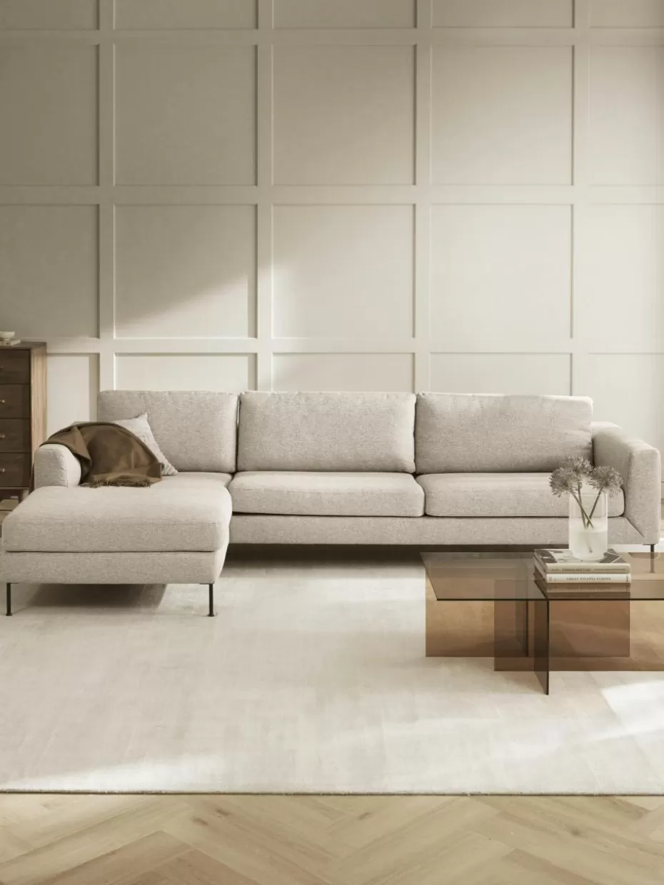 Sofas | Sofaserien-Westwing Collection Ecksofa Cucita (4-Sitzer) Webstoff Hellbeige