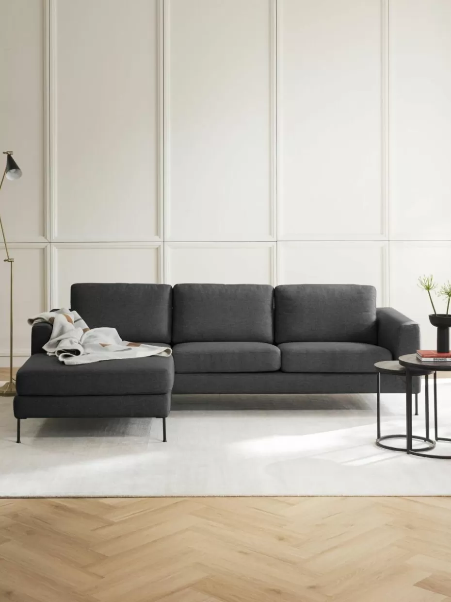 Sofas | Sofaserien-Westwing Collection Ecksofa Cucita (3-Sitzer) Webstoff Anthrazit