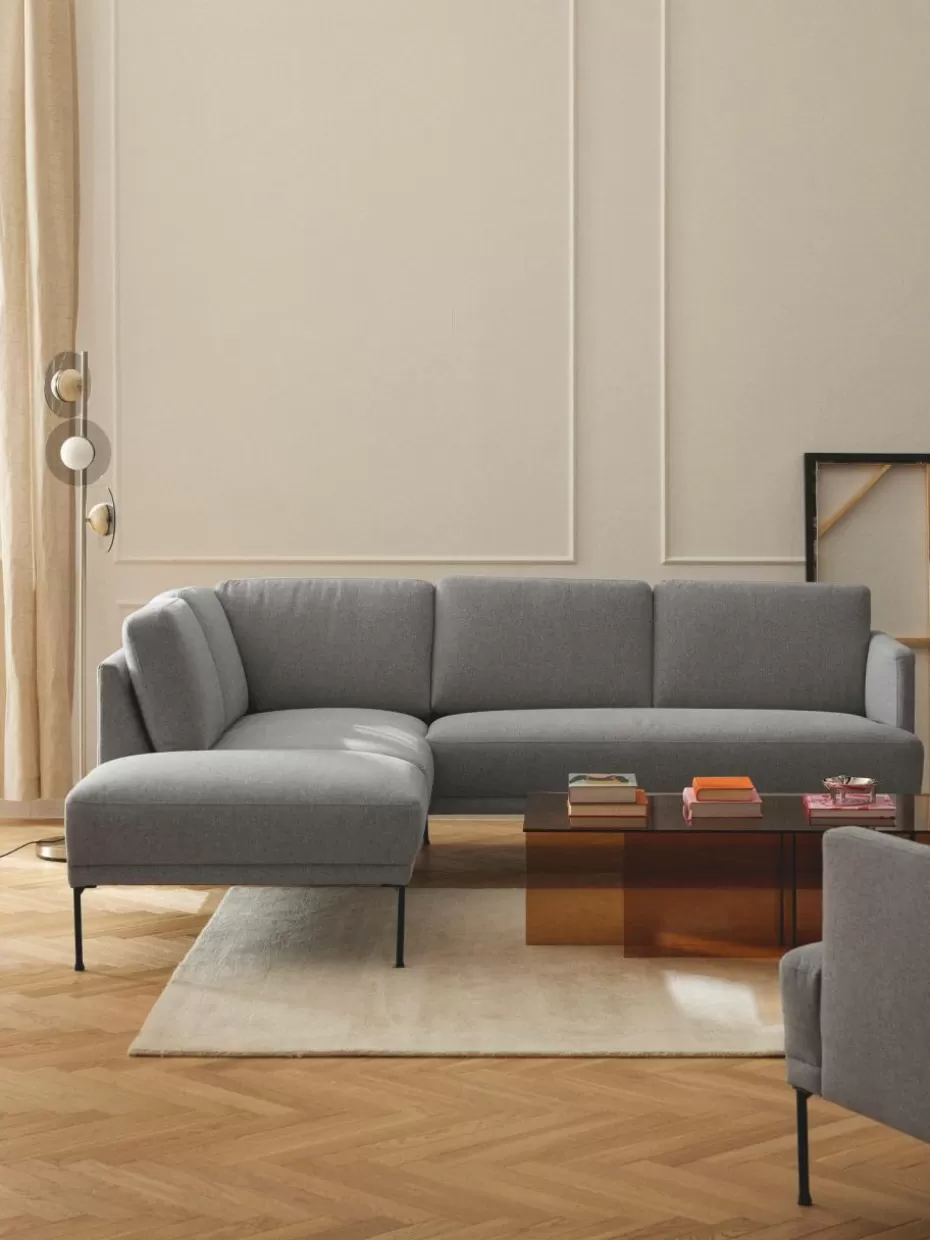 Sofas | Sofaserien-Westwing Collection Ecksofa Fluente Webstoff Hellgrau