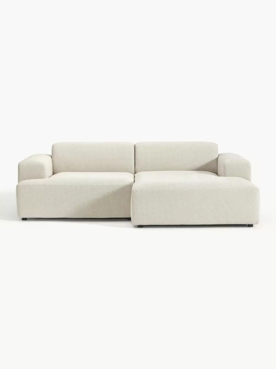 Sofas | Sofaserien-Westwing Collection Ecksofa Melva (3-Sitzer) Webstoff Hellbeige