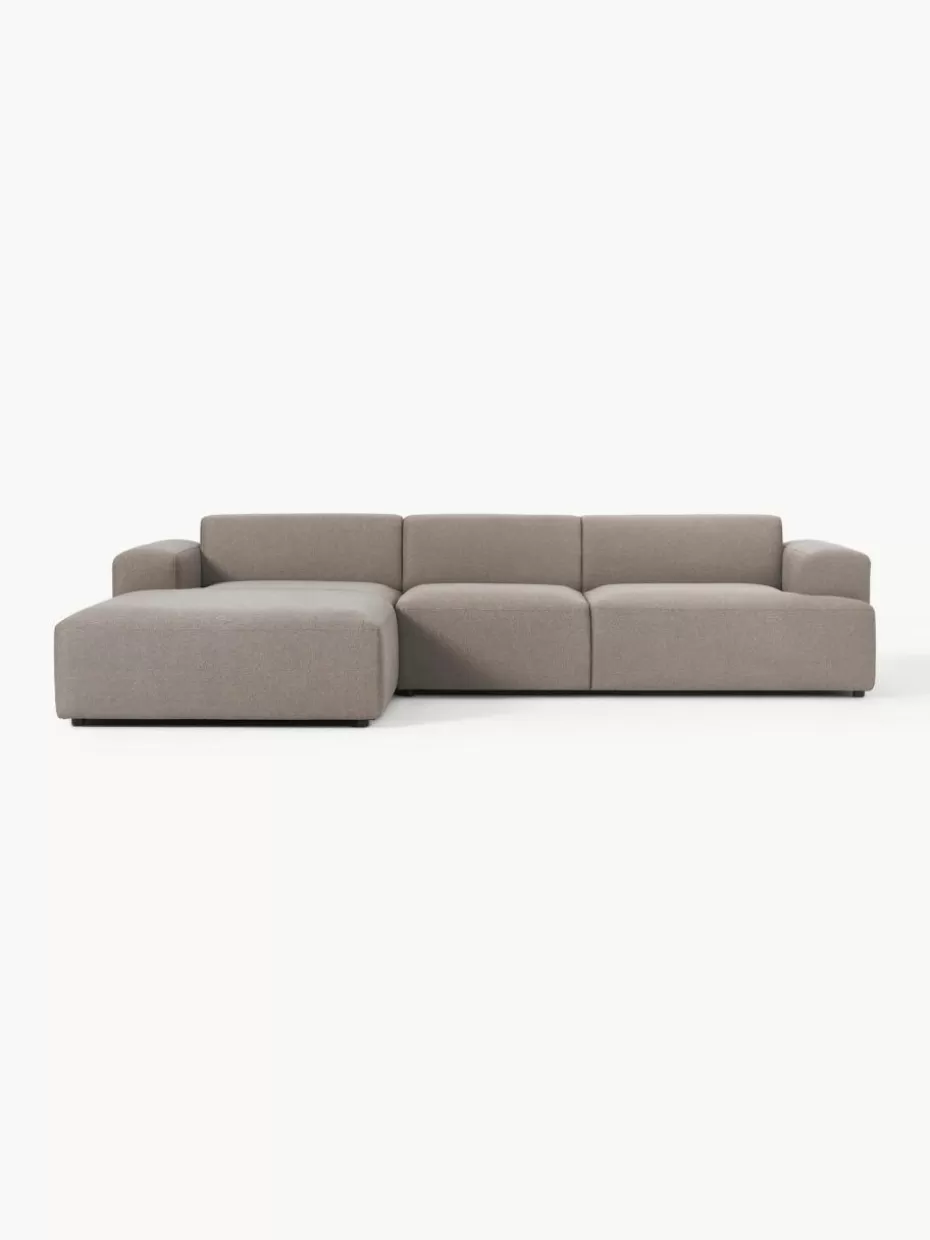 Sofas | Sofaserien-Westwing Collection Ecksofa Melva (4-Sitzer) Webstoff Taupe