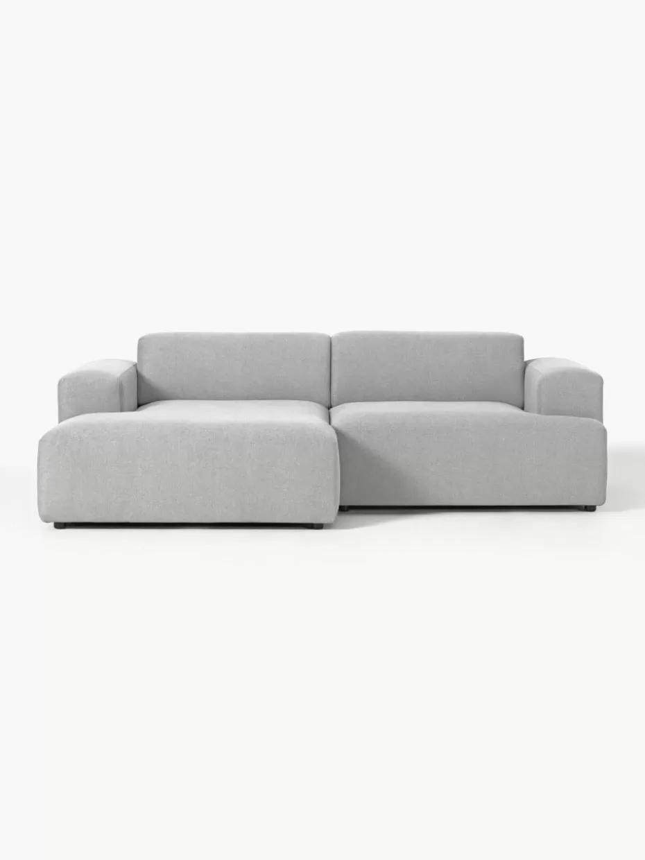 Sofas | Sofaserien-Westwing Collection Ecksofa Melva (3-Sitzer) Webstoff Hellgrau